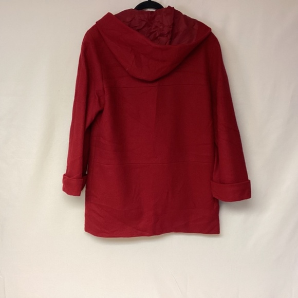 Herman Kay Jacket Hood Wool Winter Classic  Everyday Staple Red Womens SZ M - Picture 3 of 7